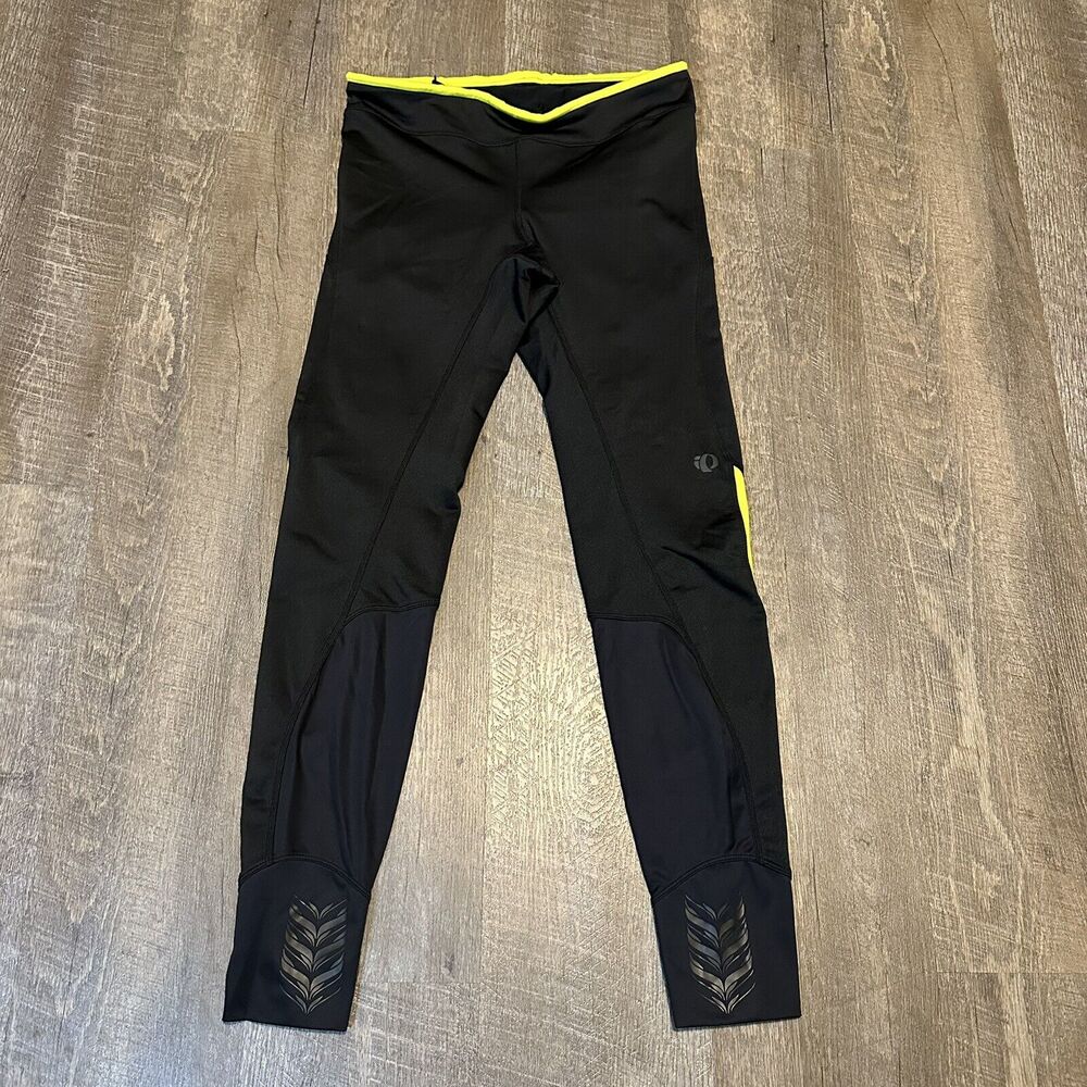 Pearl Izumi Pants Womens L Black Ultra Tight Cycling Running‎ Black Lime Green